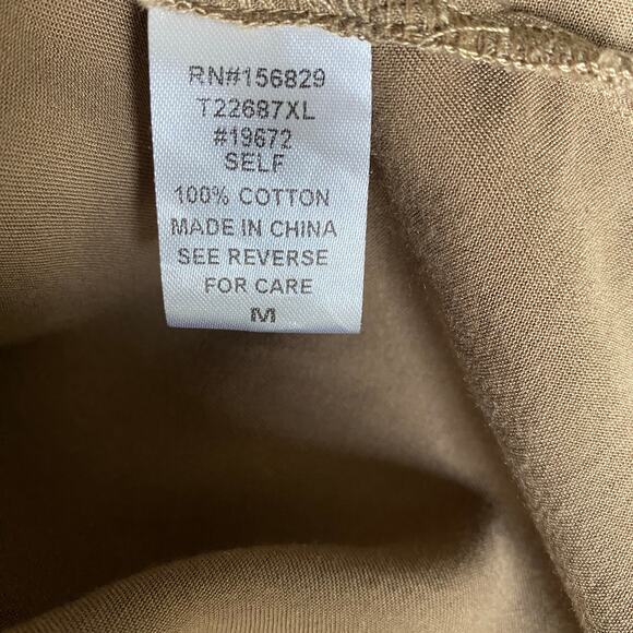 White Birch Frayed Hem Utility Shirt Women M Mushroom Tan Quiet Luxury Button Up - Picture 7 of 11